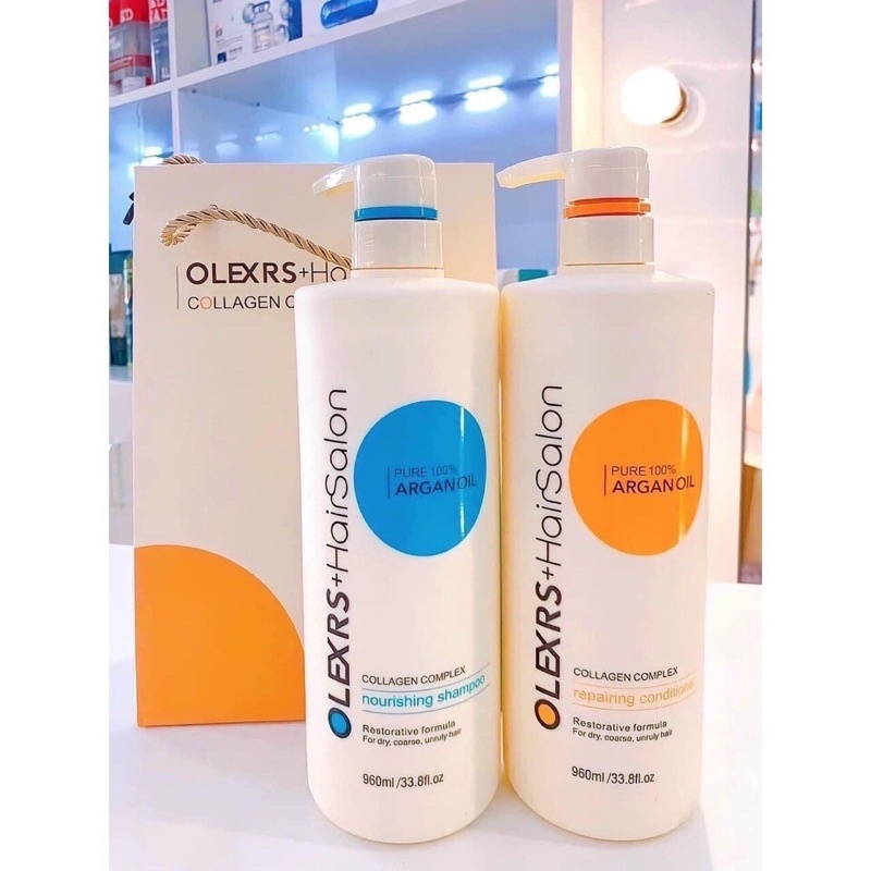 Cặp dầu gội xả Olexrs Hair Salon 500ml 960ml cặp dầu ngăn hư tổn tóc giúp tóc luôn suôn mượt lưu hương lâu