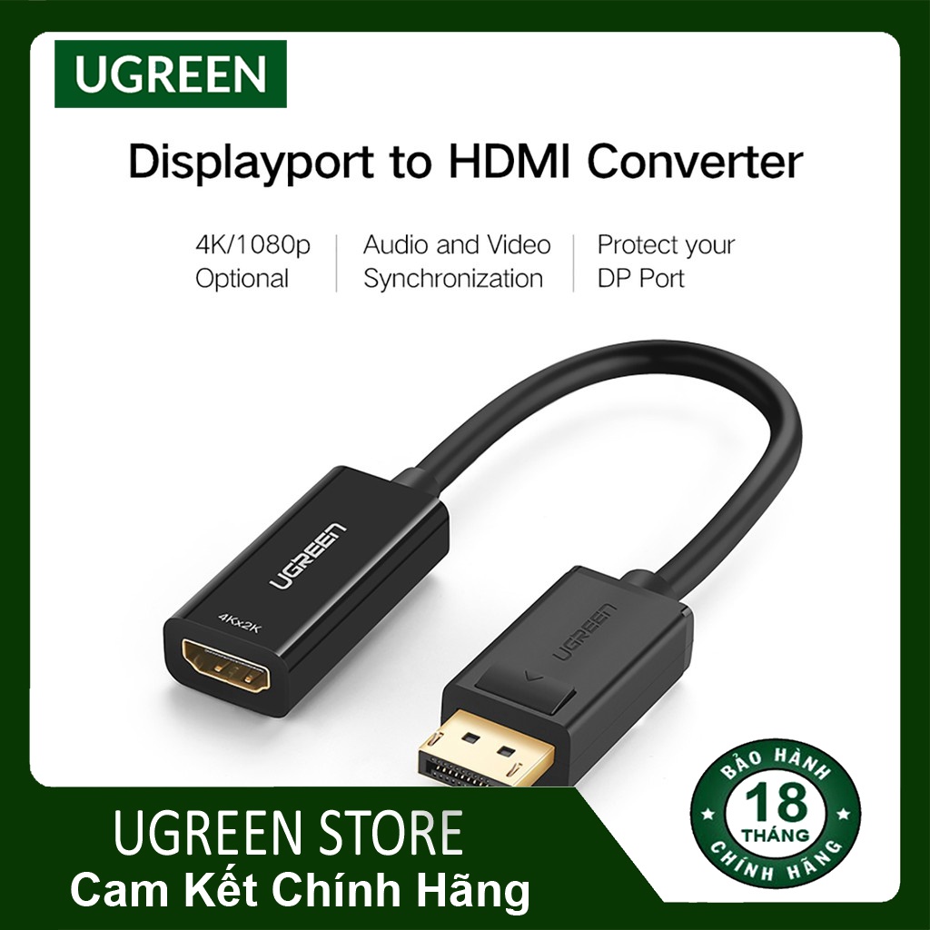 Dây cáp chuyển cổng DisplayPort sang cổng HDMI /Hỗ trợ kết nối Laptop,PC,..sang Tivi, Máy chiếu,./UGREEN MM137