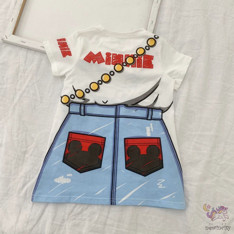 Đầm Tay Ngắn In Hoạ Tiết Hoạt Hình Cho Bé Gái