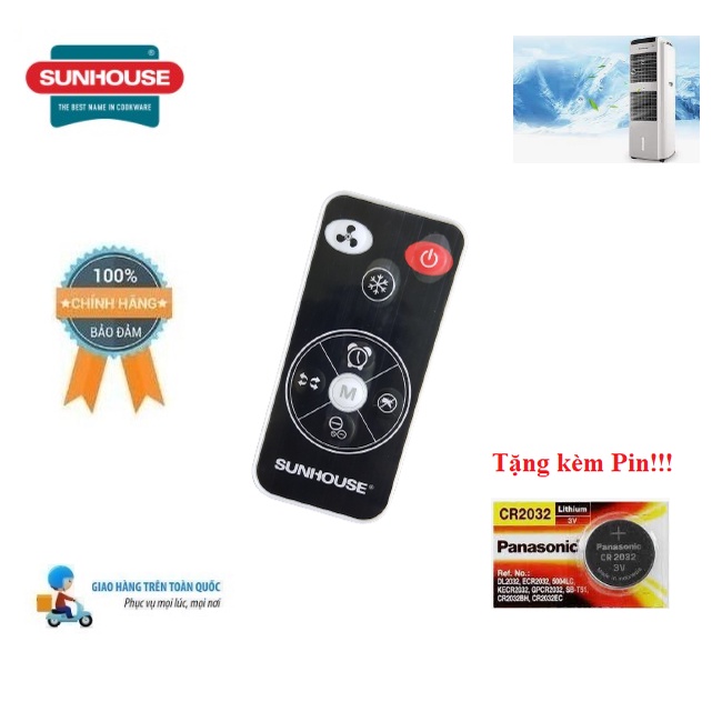 Remote Điều khiển từ xa quạt điều hòa Sunhouse SHD7738- Hàng chính hãng mới 100% Tặng kèm Pin