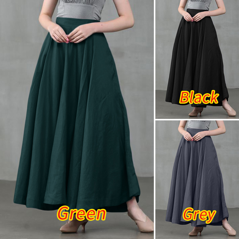 Chân Váy Dài ZANZEA Cho Nữ Màu Trơn Thời Trang Cổ Trang