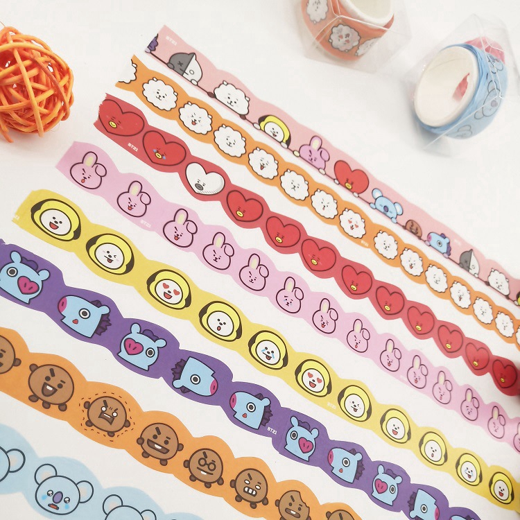 Cuộn băng washi trang trí in hình BTS BT21 DIY