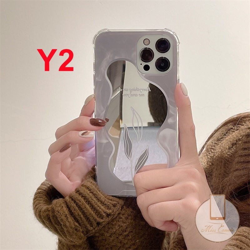 Ốp Điện Thoại Họa Tiết Hoa Hồng/Lá Cây Kèm Gương Trang Điểm Cho IPhone 7 8 Plus 11 XR 13 12 Pro Max X XS Max SE 2020