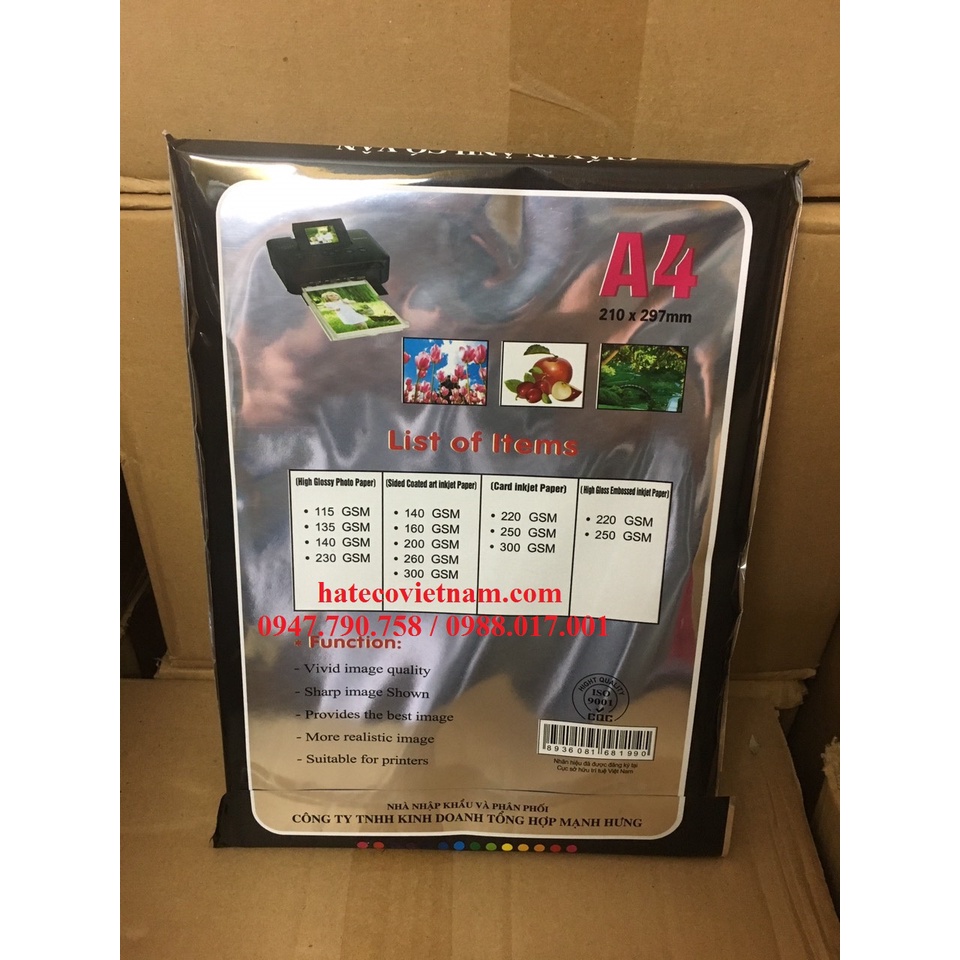 Giấy in ảnh 2 mặt có vân Mạnh Hưng ĐL220gsm - Giấy bóng có vân