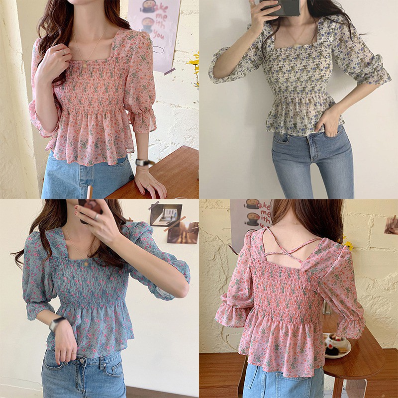 [Baywellfashion]Áo Sơ Mi Ngắn Tay In Hoa Kiểu Retro Pháp Thời Trang Mùa Hè Cho Nữ | BigBuy360 - bigbuy360.vn