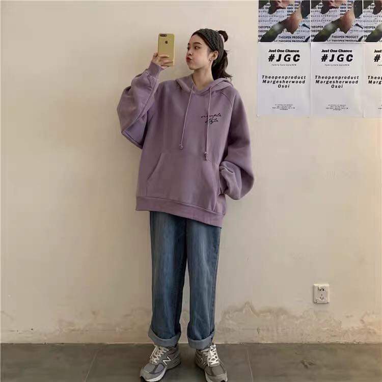 ÁO HOODIE SIMPLE STYLE UNISEX 3 MÀU TÍM ĐEN BE