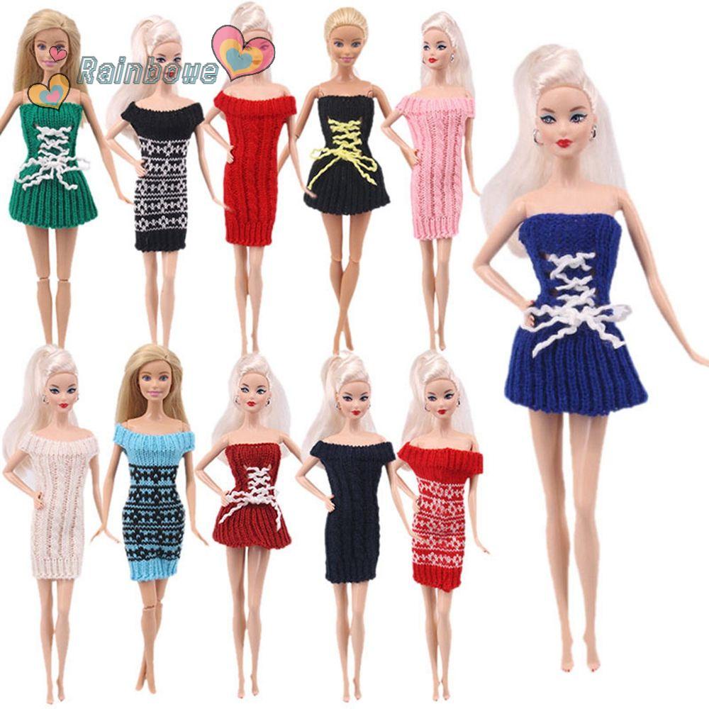 Áo sweater dệt kim mini phối lông nhiều màu sắc thời trang cho búp bê DIY