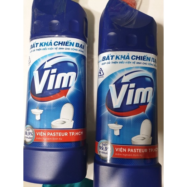 Vim siêu diệt khuẩn - Nước tẩy bồn cầu nhà tắm vim chai 900ml màu xanh biển - Diệt khuẩn hàng đầu