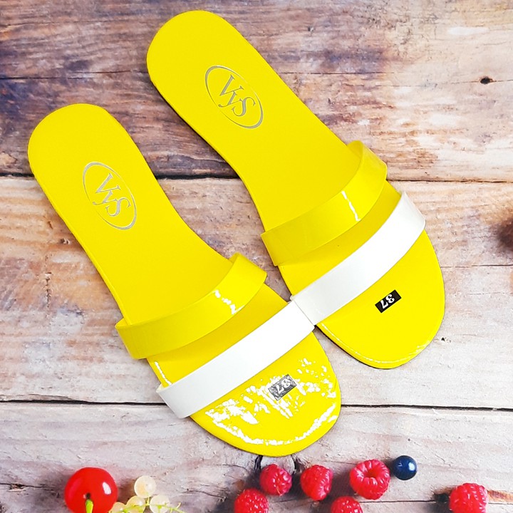 Dép lê bệt nữ 2 quai ngang phối 2 màu đơn giản thoáng mát xinh xắn thời trang VYS TA3831 (Nhiều màu)