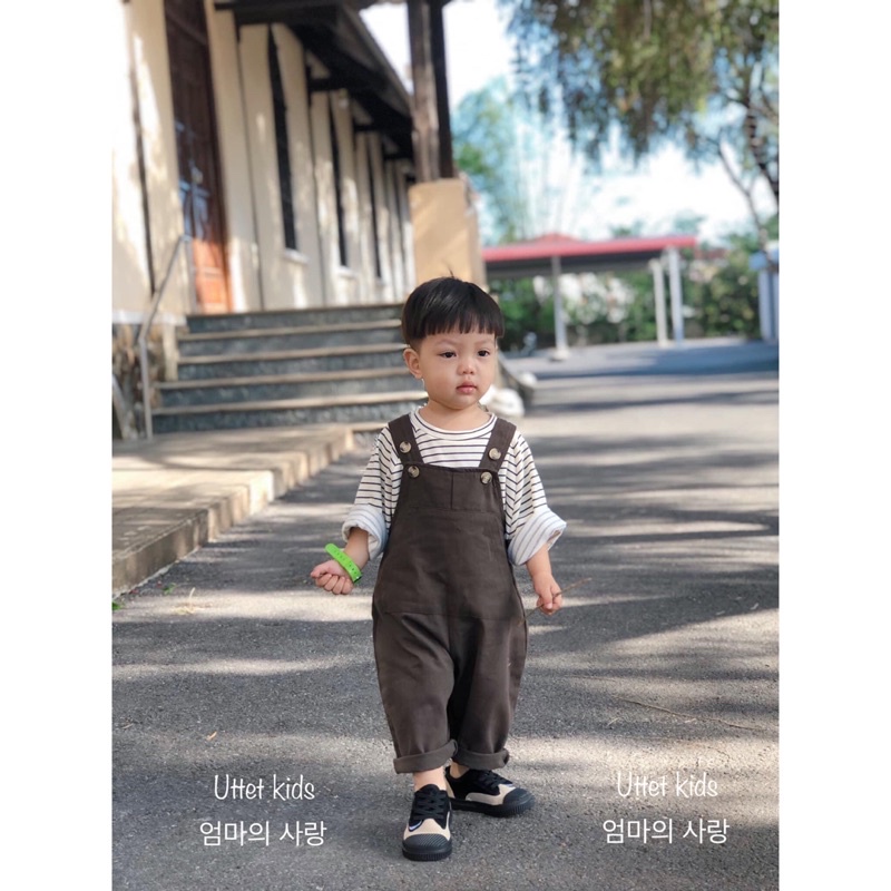 [Ảnh thật] Yếm kaki hàn quốc 1309 dành cho bé gái và bé trai size 80 đến 120