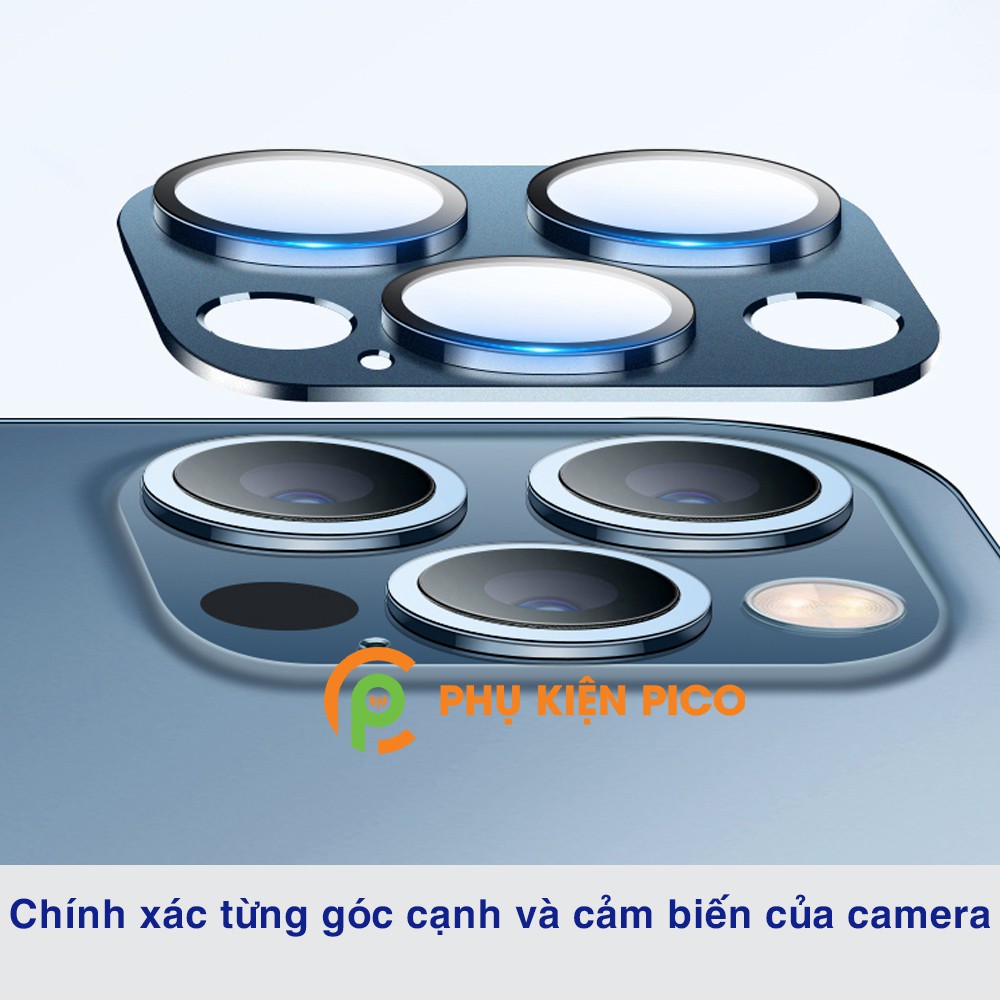 Dán camera Iphone 12 Pro Full Cam - Khung nhôm bảo vệ camera Iphone 12 Pro kèm kính cường lực, chống trầy xước, va đập