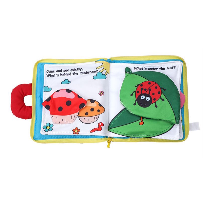 Đồ chơi an toàn cho bé từ sơ sinh,cuốn sách vải tương tác với bé trốn tìm của những chú côn trùng baby peekaboo book xk