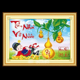 Tranh thêu 3d tiền vô như nước 53423