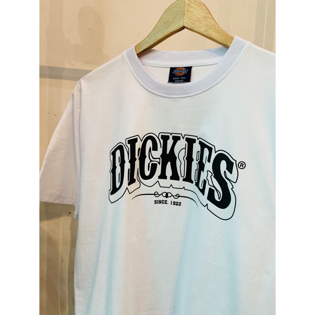 Áo thun trắng cotton Dickies nam nữ unisex form rộng basic in chữ ngực chính hãng - Helistore