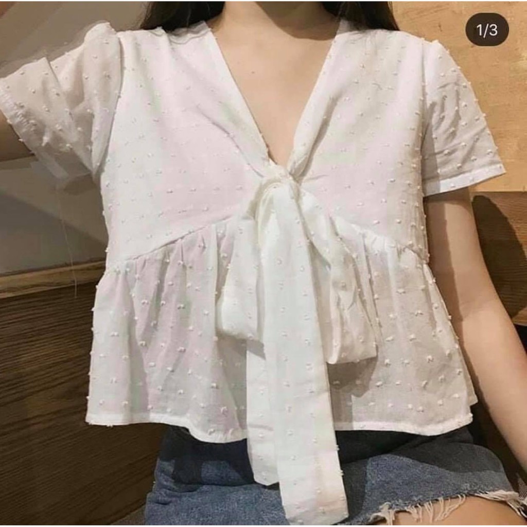 Áo Baby Doll nữ, kiểu dáng thắt nơ chất đẹp phong cách ULZZANG