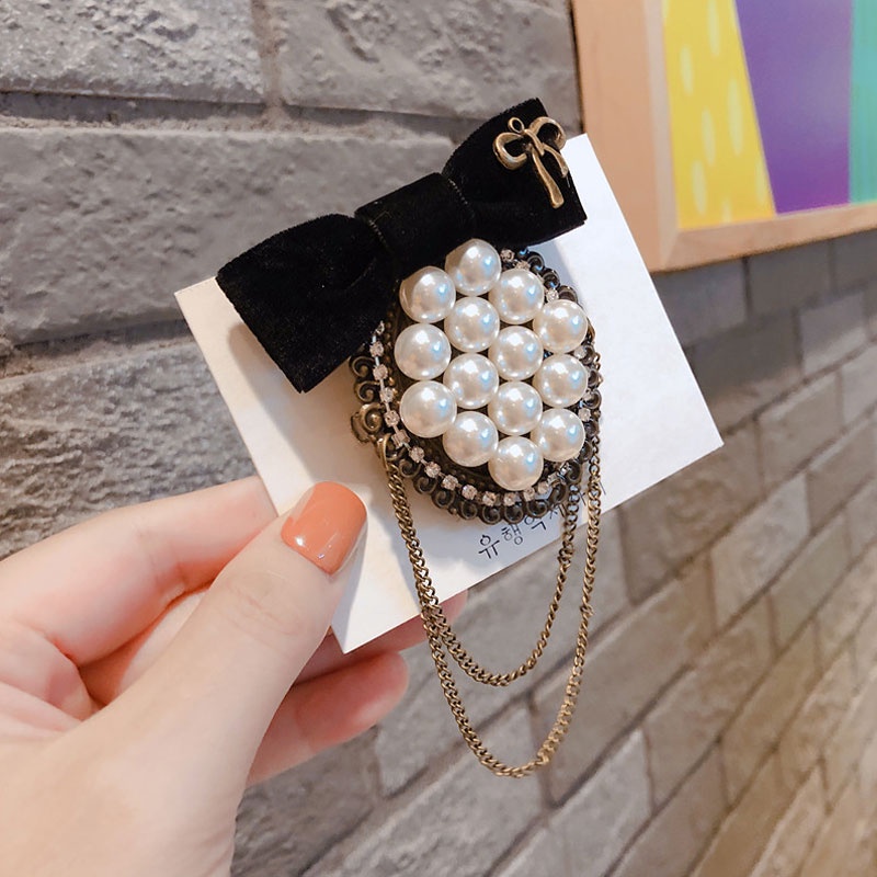 Ghim cài áo hình bông hoa đính ngọc trai giả sang trọng cho nữ