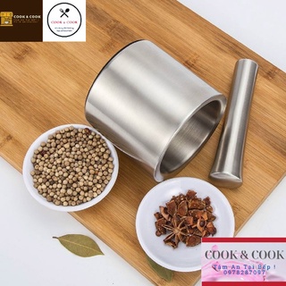 [Chính Hãng] Bộ chày cối inox 2 lớp Vietcook inox SUS 304 size 10, 12 cm