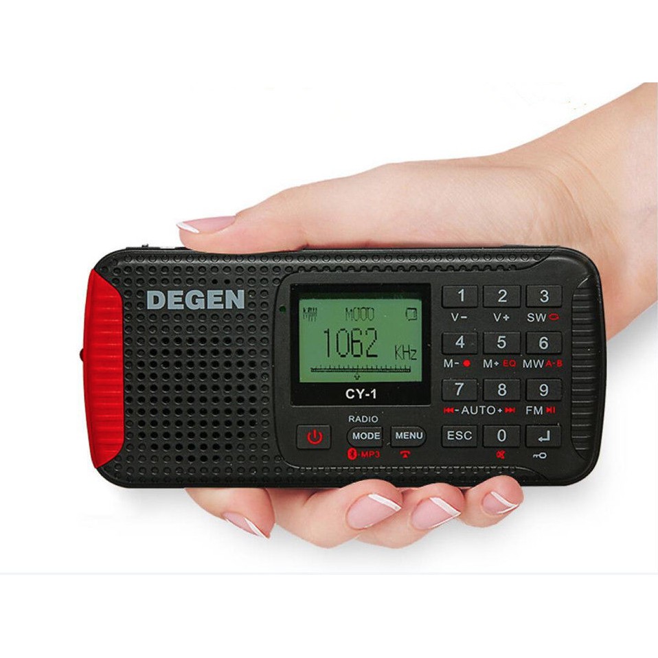 Đài Radio Degen CY-1 FM/MW/SW Kích thước 62x126x43mm, Năng lượng Mặt Trời, Đèn Pin SOS