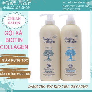 DẦU GỘI XẢ BIOTIN COLLAGEN (TRẮNG) PHỤC HỒI CHỐNG RỤNG TÓC KÍCH THÍCH MỌC TÓC 1000ML