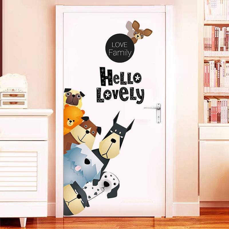 Phim hoạt hình họa tiết nhỏ dán tường phòng trẻ em phòng ngủ phòng ngủ ấm áp trang trí sticker dán cửa hình nền tự dính