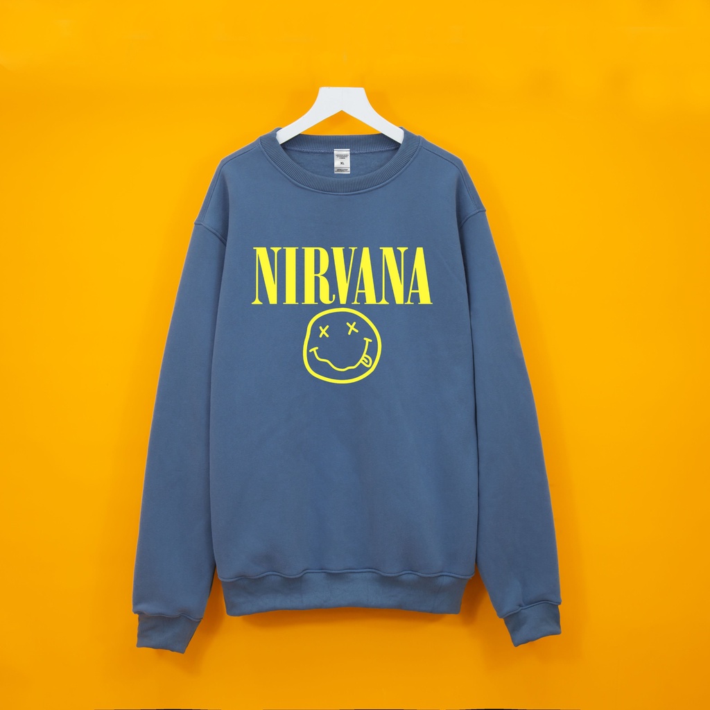 Áo nỉ bông Sweater Nirvana MẶT VÀNG  Dogo Store , áo sweater nam nữ nỉ bông cotton