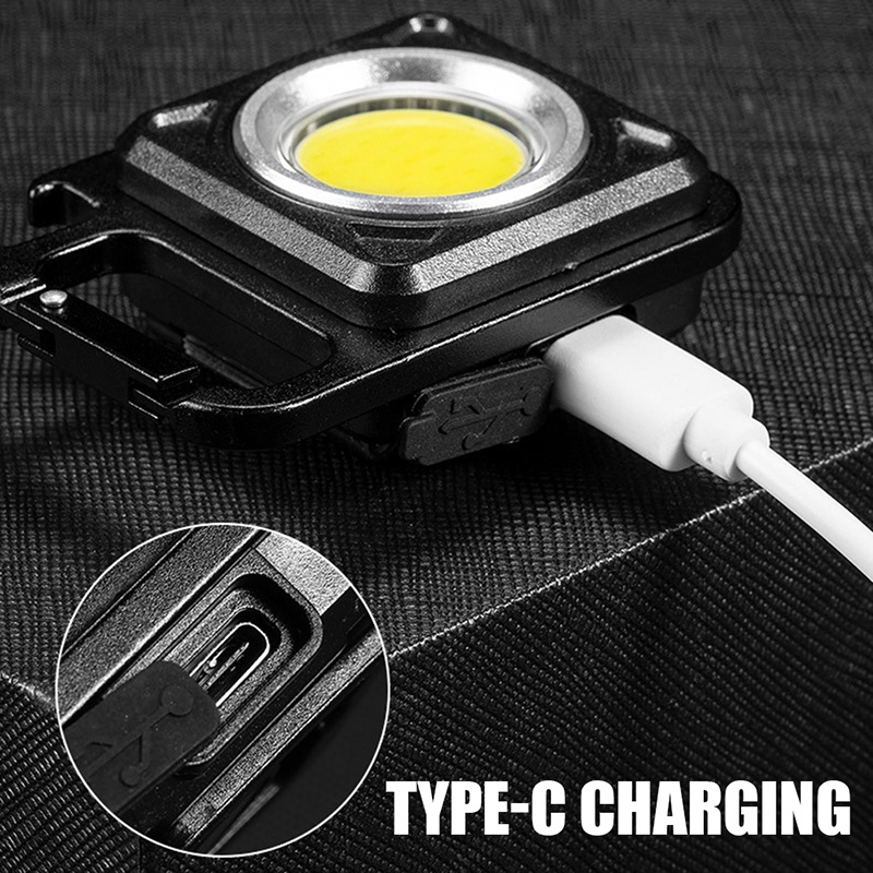 Đèn led mini COB 800 Lumens - Đèn pin siêu sáng có móc khóa đa năng chống nước, sạc usb tiện dụng