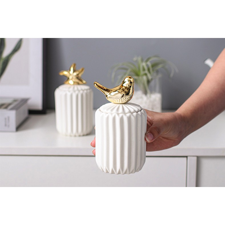 Hộp đựng tăm bông gốm sứ Decor12