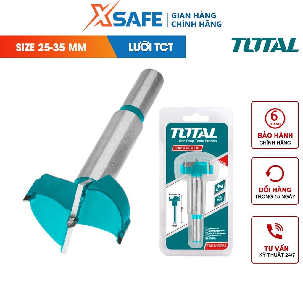 Mũi khoan khoét lỗ TOTAL 25-35mm mũi khoan lỗ lưỡi TCT hợp kim siêu cứng [CHÍNH HÃNG]