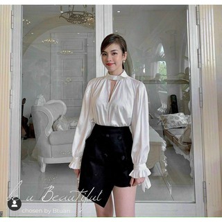 Áo lụa nữ choker cổ cao cấp