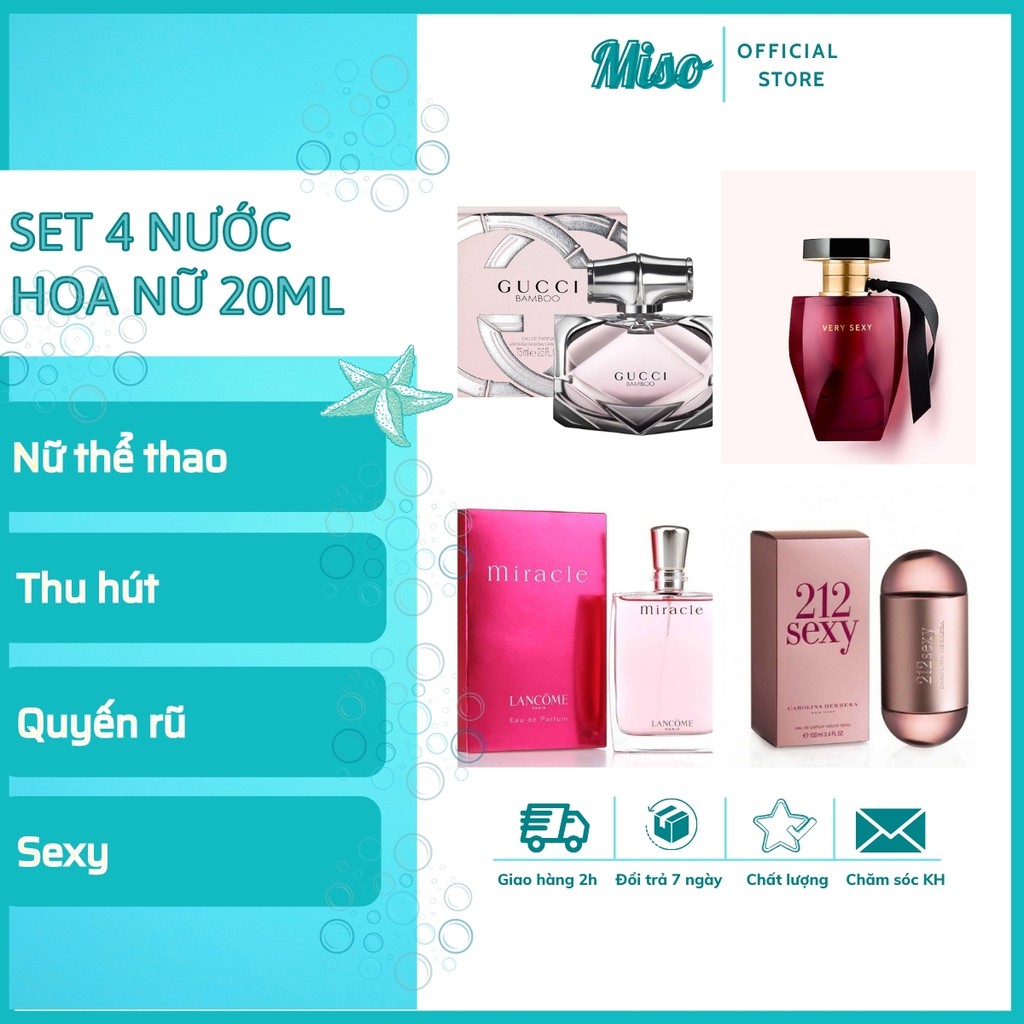 Nước Hoa Chiết Cho Nữ  [Combo 4 Tiết Kiệm] Nước Hoa Nữ Mini 20ml Phong Cách Thể Thao Thu Hút - Quyến Rũ