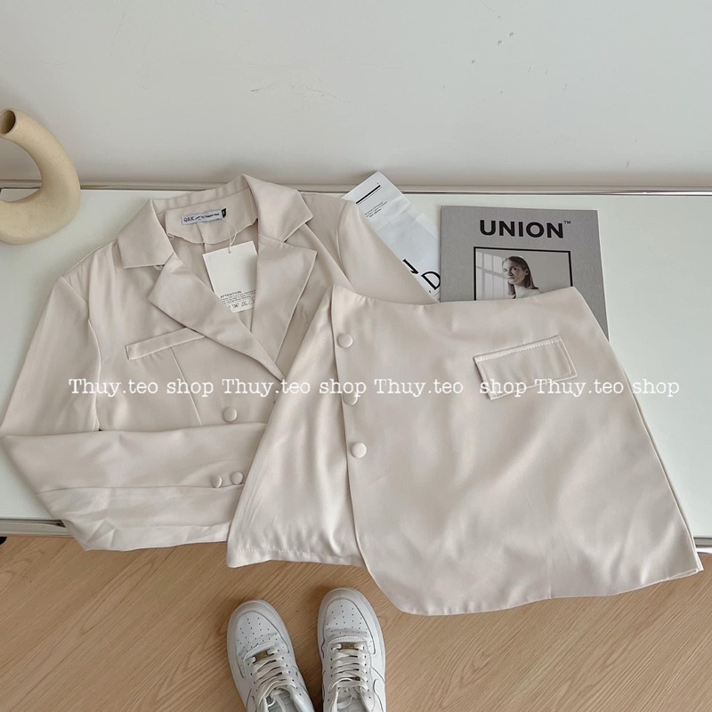 [Hàng mới] SET ÁO BLAZER CROPTOP PHỐI QUẦN GIẢ VÁY