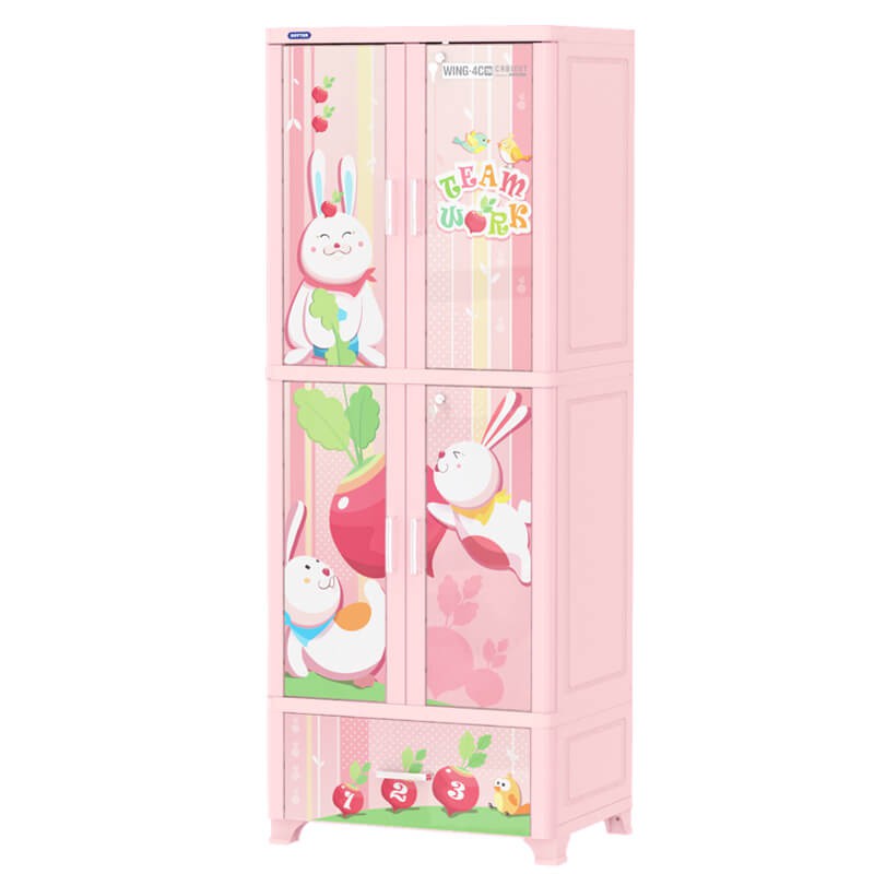 Tủ Quần Áo Nhựa Duy Tân Wing 4C-1N 70 X 50 X 185cm (Hồng - Hình Thỏ)- GIAO NHANH 2H LIÊN HỆ