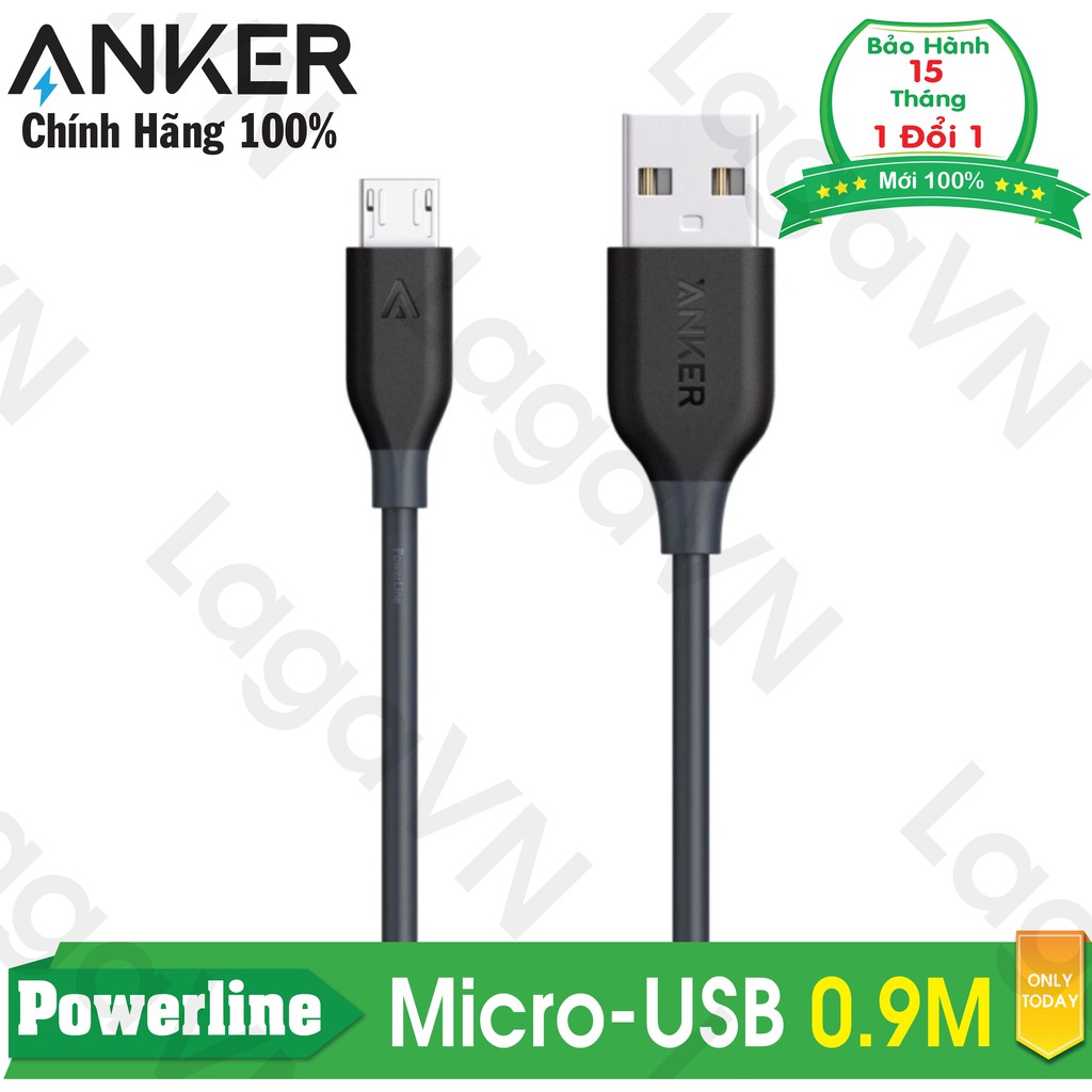 [TRỢ GIÁ] Cáp sạc siêu bền ANKER Powerline Micro-USB 0.9m cho Android (Xám)