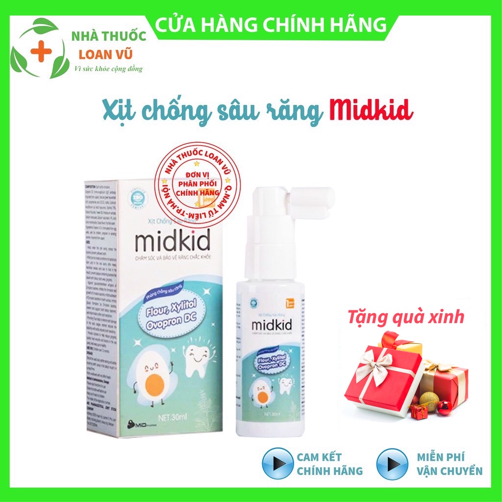 (Tặng quà xinh) Xịt chống sâu răng Midkid - Ngừa sâu răng, hôi miệng, ố vàng răng cho bé (Lọ 30ml)
