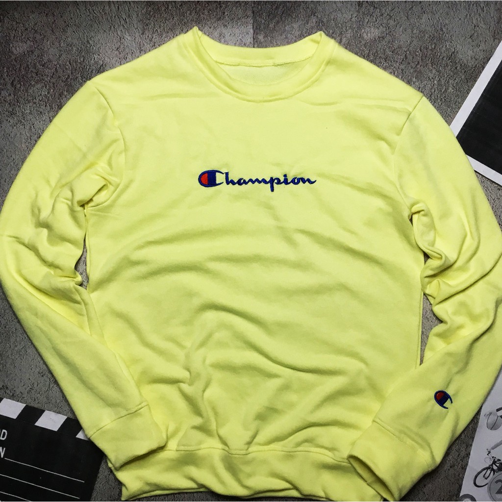 Áo nỉ Champion logo thêu đẹp mặc ấm thu đông nam nữ đều mặc dc