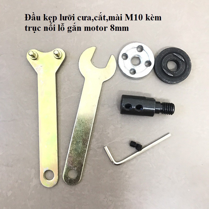 Bộ kẹp lưỡi cắt M10 lỗ 5mm,6mm,8mm,10mm,12mm,14mm dùng cho motor 775,895,máy khoan,cắt,mài