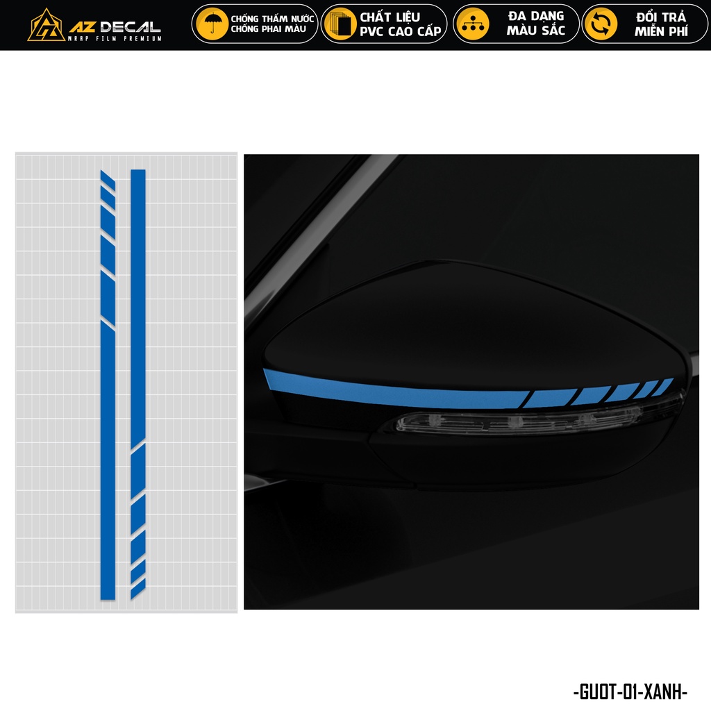 Decal Gương Chiếu Hậu Phản Quang Ô Tô Thiết Kế Cá Tính | GUOT01 | Tem Dán Gương Xe Hơi Oto Chống Nước Dễ Dán