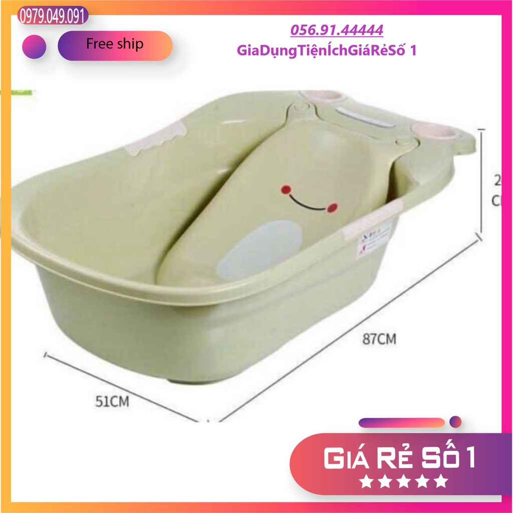 Chậu tắm em bé hình ếch cao cấp có giá đỡ và ngăn để đồ-Chậu tắm đa năng Việt Nhật.