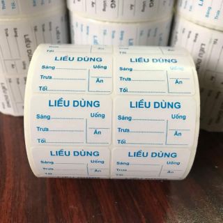 In tem chia liều nhà thuốc màu xanh