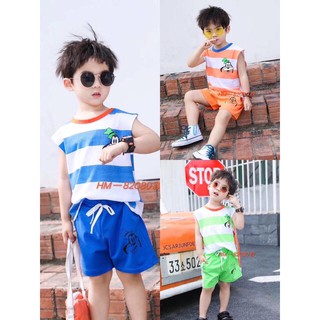 Bộ thun Cotton cho bé trai 2 màu Size 2-9 ( 8-25kg)