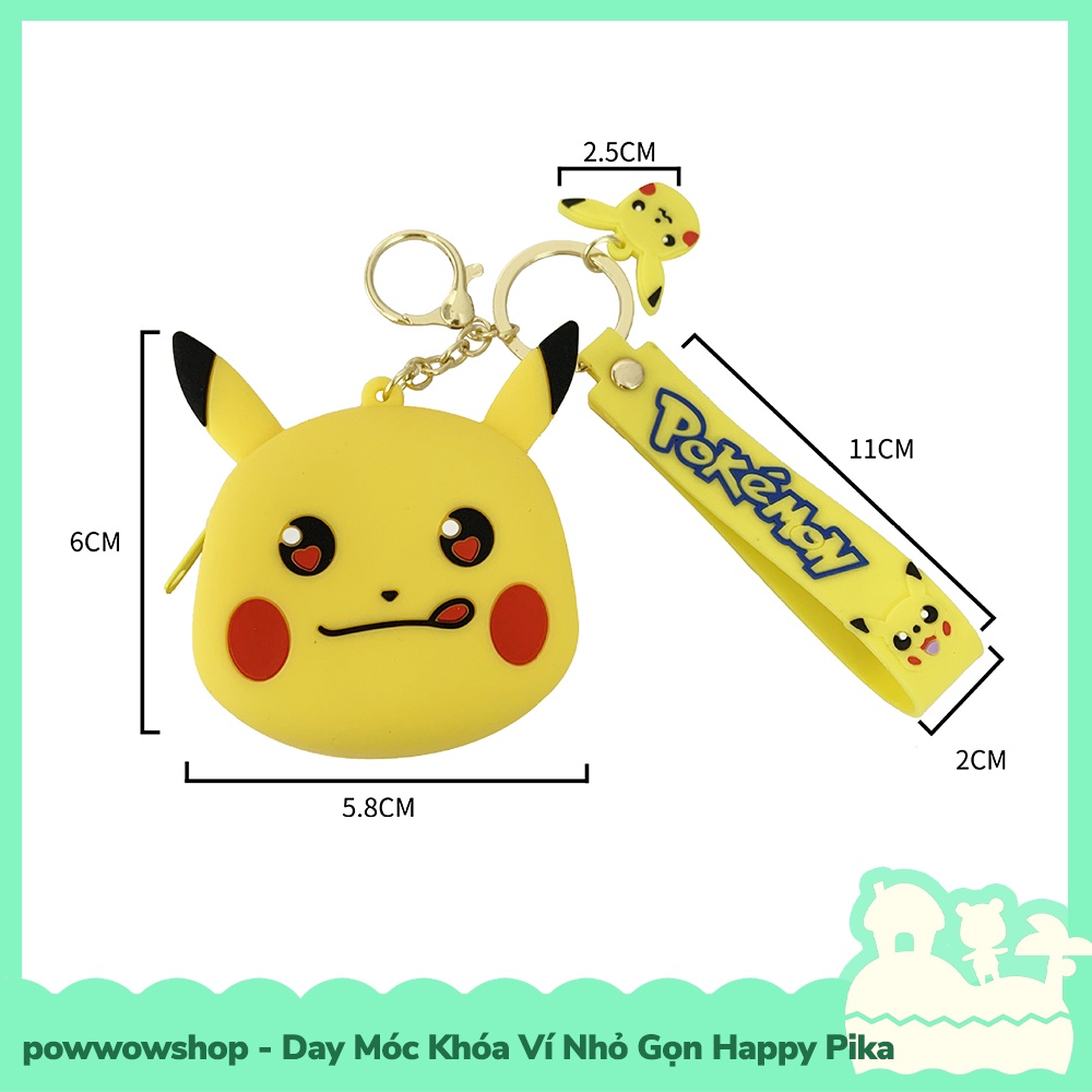 [Sẵn VN - Hỏa Tốc] Dây Móc Khóa PVC Kiểu Dáng Ví Cầm Tay Nhỏ Gọn Happy Pika