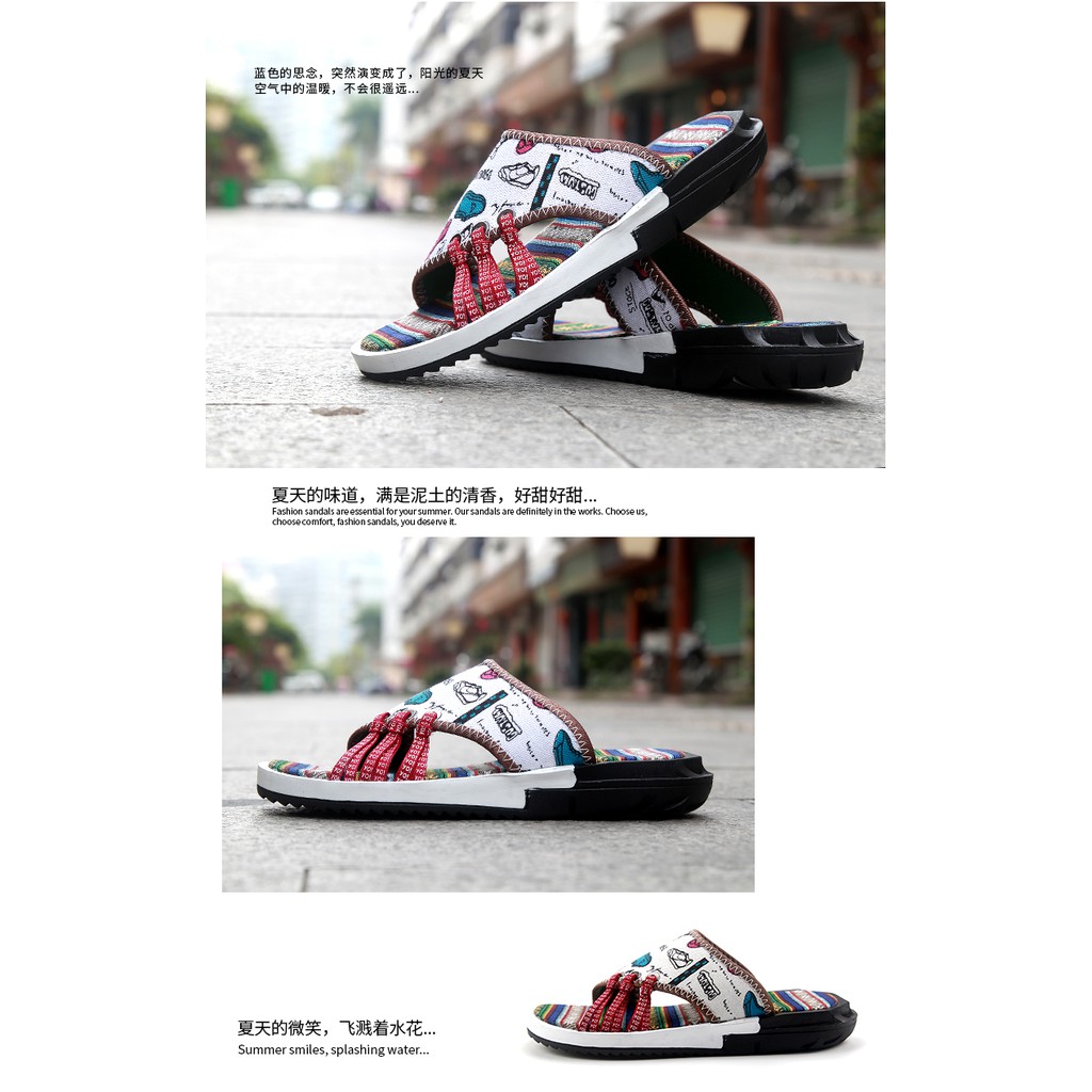 Dép quai ngang họa tiết Graffiti thời trang cho nam | BigBuy360 - bigbuy360.vn