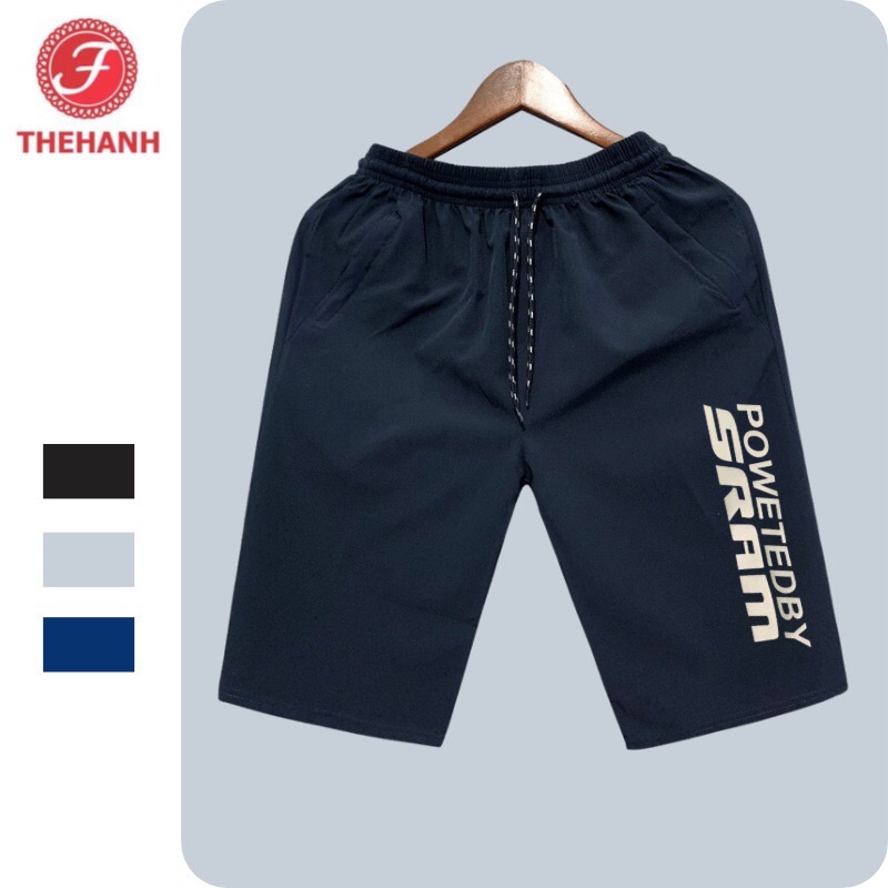 Quần ngố nam thể thao in logo phản quang QN01 - quần short nam vải gió dãn mềm mịn TH STORE