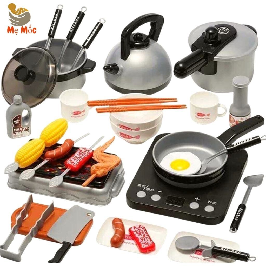 Đồ Chơi Nấu Ăn Kitchen Home 36 Món Kèm Bếp - Nhà Bếp Mini Cao Cấp An Toàn- Shop Mẹ Mốc