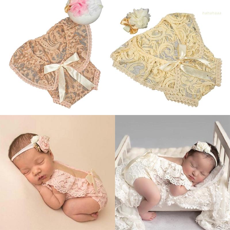 Bộ 2 Món Gồm Băng Đô Ren Hoa + Băng Đô Nơ Dễ Thương Dành Cho Trẻ Sơ Sinh 0-1 Tháng Tuổi