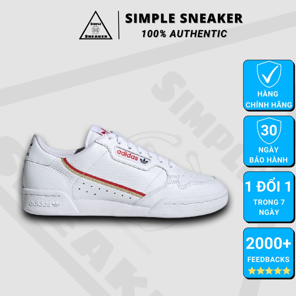 Giày Adidas Nữ Chính Hãng FREESHIP Adidas Continental 80s White Red Gold - Giày Nữ Adidas Chuẩn Auth - Simple Sneaker