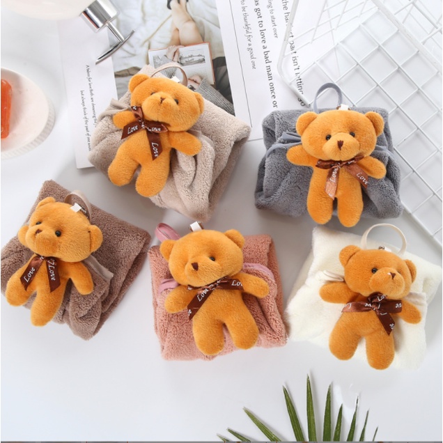 Khăn Lau Tay Nhà Bếp, Khăn Lau Bát Treo Nhà Bếp Gấu Teddy, Hình Nơ Đáng Yêu 36 x 30x 5cm - LAI'S STORE