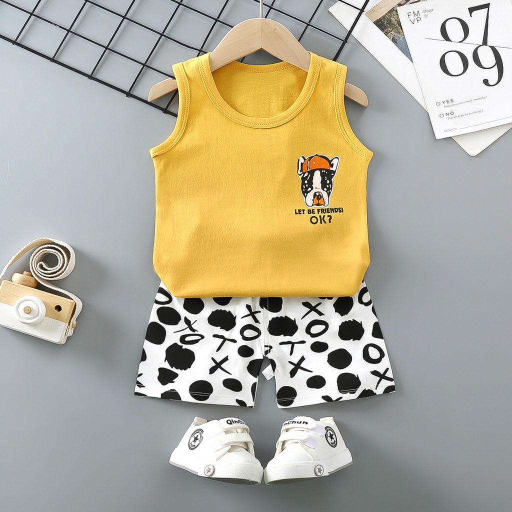 Bộ ba lỗ cotton xuất hàn cho bé trai bé gái