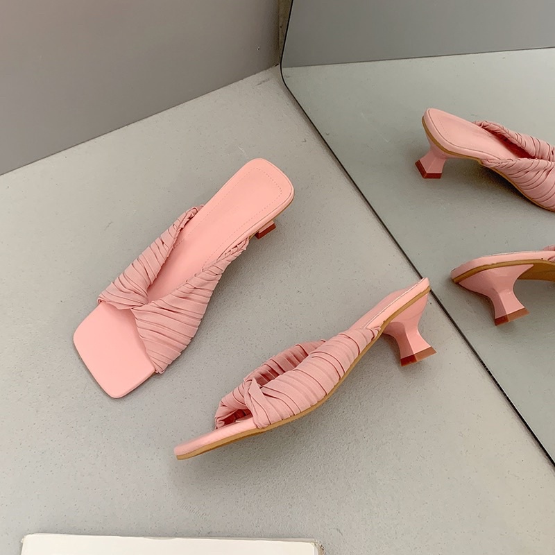 ✨💕Giày cao gót 5 phân, quai vải xoắn chéo màu siêu ngọt ạ