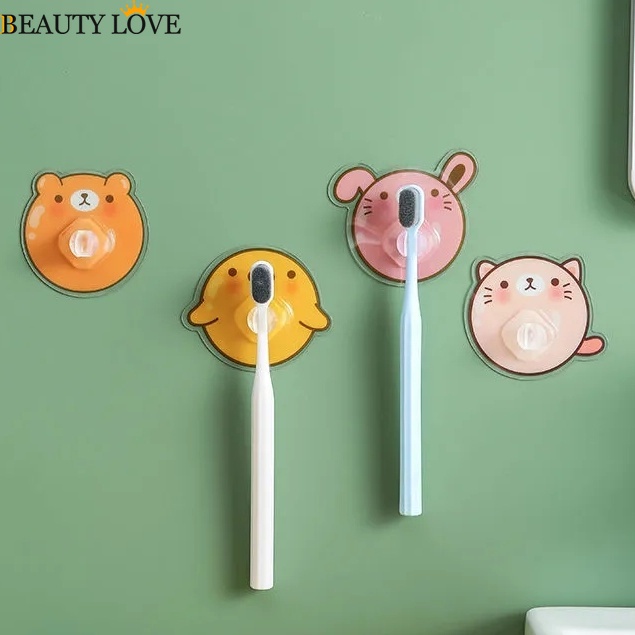 Móc Treo Bàn Chải Đánh Răng Tự Dính Mạnh Họa Tiết Hoạt Hình Đa Năng Chống Thấm Nước Siêu Bền